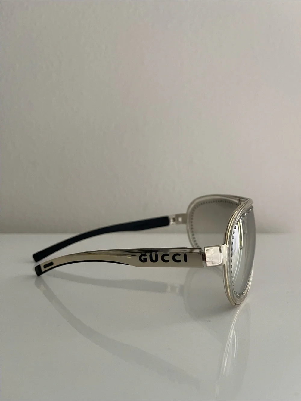 Gucci Clear Crystal Aviator Sunglasses - Picture 5 of 7